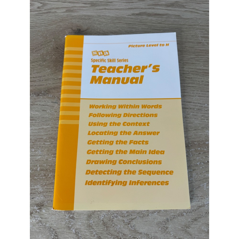 SRA Specific Skill Series Teacher Manual Picture Level to H Richard Boning
